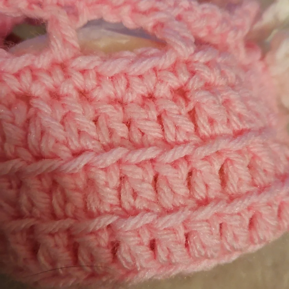 Hand Crafted Pink Crochet Baby Booties with Heart Design hand Knit Handmade 5